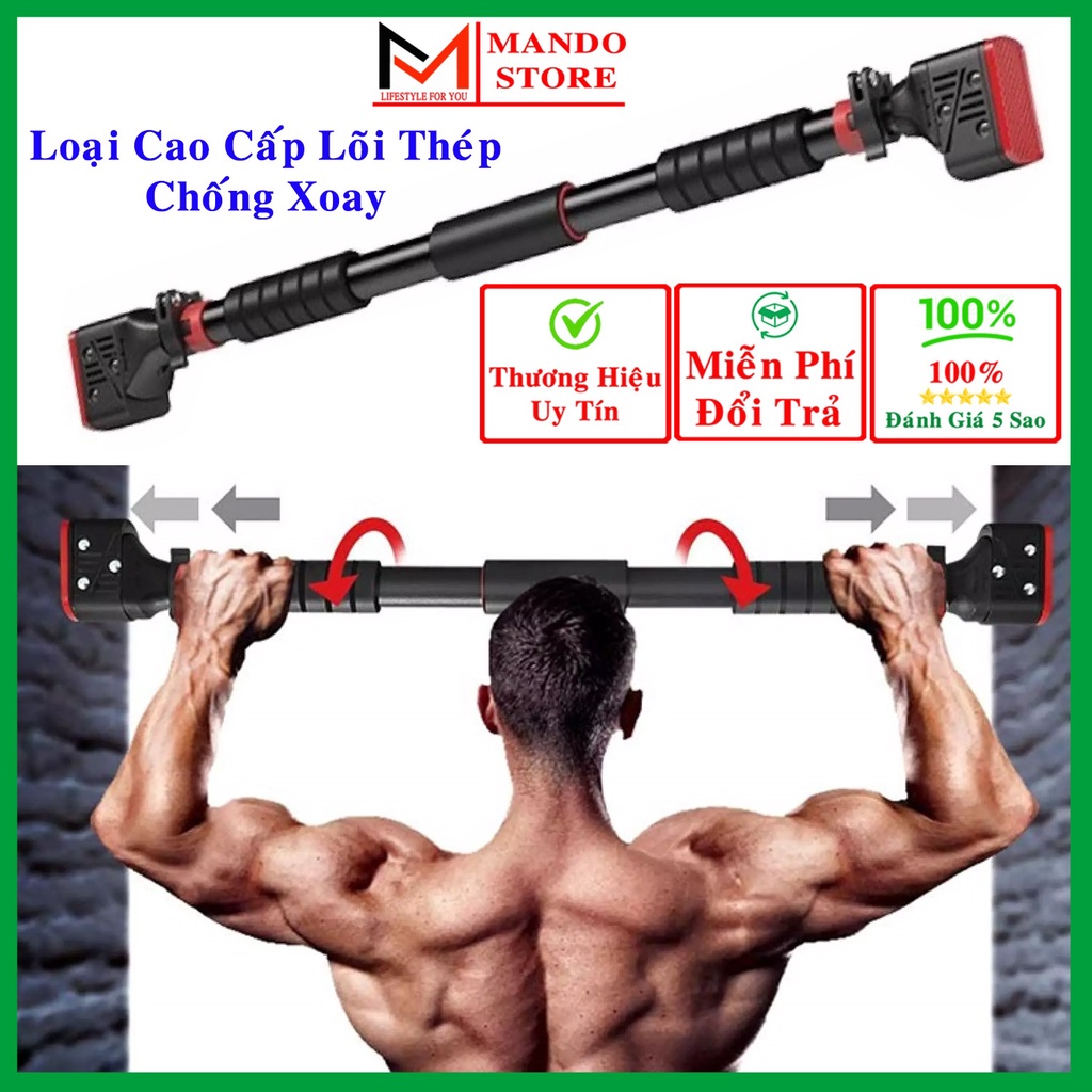 Xà Đơn Gắn Cửa Treo Tường Chọn Độ Dài Bằng Thép Chịu Lực Có Thước Thăng Bằng Livo – Kèm Khóa Chống Xoay Cao Cấp