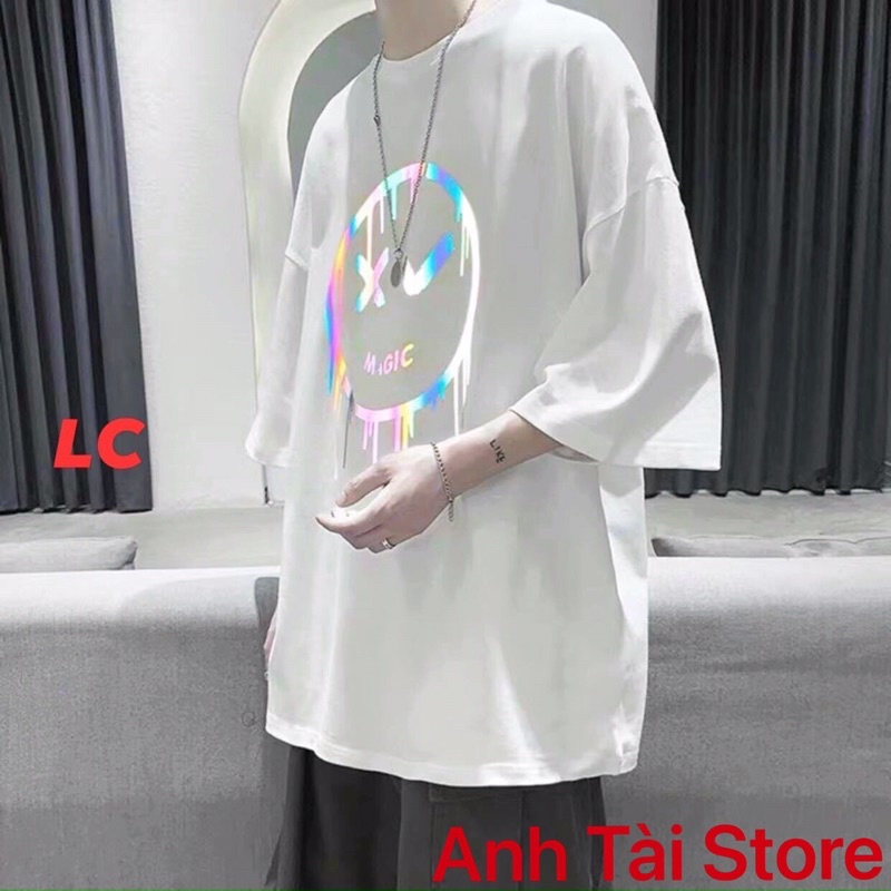 Áo thun tay lỡ phản quang phông Unisex nam nữ Cotton oversize đến 75Kg form rộng MAGIC AT 174 | BigBuy360 - bigbuy360.vn