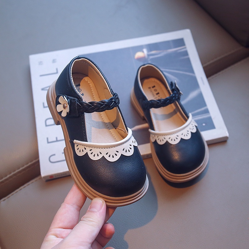 Giày Da Đế Mềm Chống Trượt Phong Cách Vintage Cho Bé Gái 2-8 Tuổi