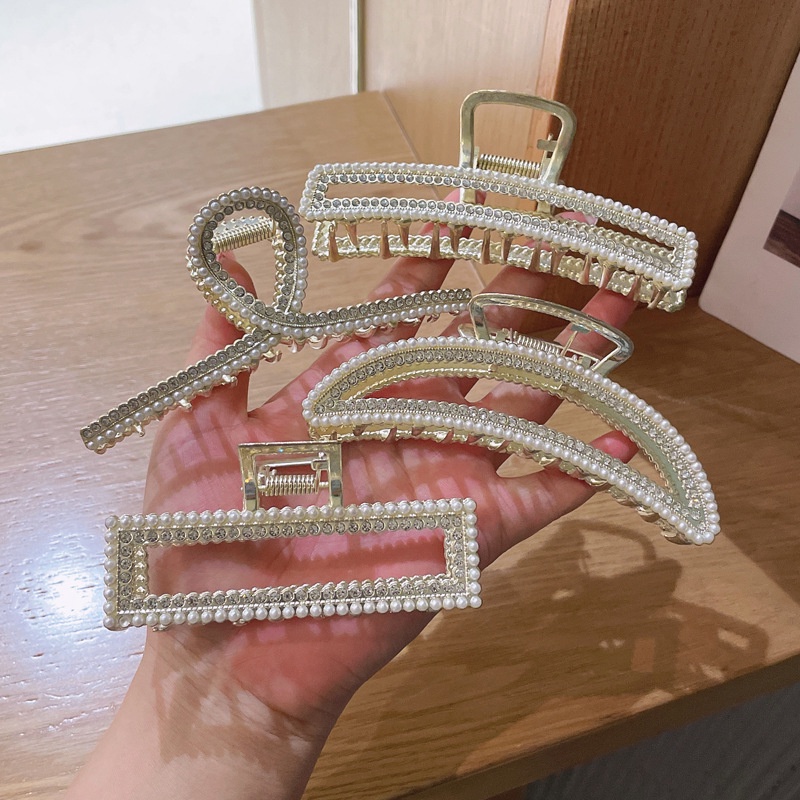 Kẹp tóc nữ đính đá và ngọc trai giả thanh lịch thời trang