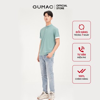Áo thun polo nam có cổ GUMAC tay phối viền chất cotton cao cấp ATNB462