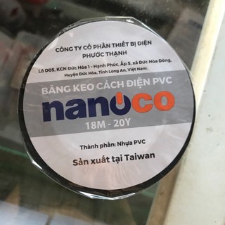 Băng keo điện PVC 18m- 20 Yard chính hãng Nanoco/Panasonic, độ dính cao, cách điện an toàn - Hàng chính hãng