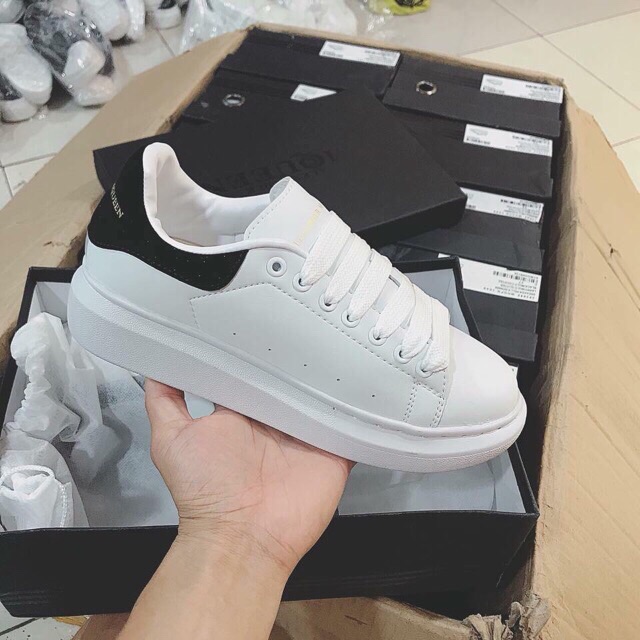 [Ảnh + Video]  Giày sneaker Alexander mc queen nữ đen gót trắng | BigBuy360 - bigbuy360.vn