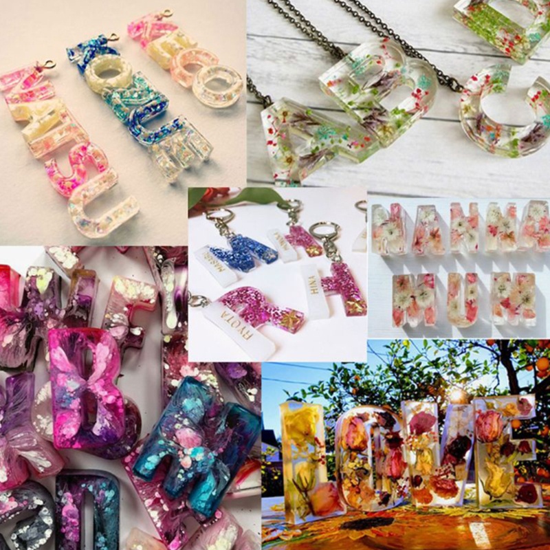 Khuôn Làm Móc Khóa / Vòng cổ / Bông Tai Bằng Nhựa Resin UV Hình Chữ Cái DIY