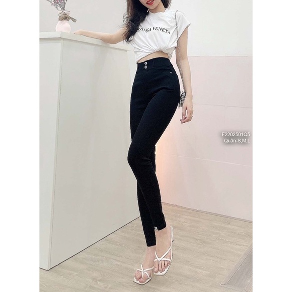 Quần legging đen kaki thun dài Lvi lưng cao 2 nút hàng QC! (không kèm hộp) q2202