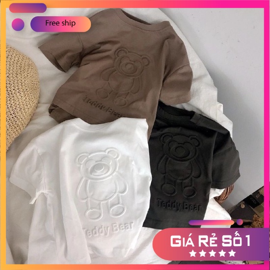 AP07-Áo Phông Ngắn Tay Cotton In Gấu Nổi Phong Cách Hàn Quốc Cho Bé Trai Bé Gái  Song Ngư Kids