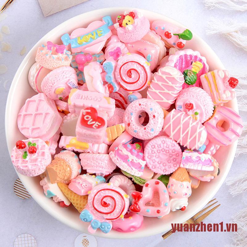 Set 10 Phụ Kiện Trang Trí Ốp Điện Thoại Hình Bánh Kẹo Dễ Thương