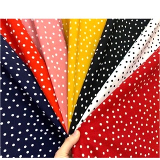 V367🌈 VẢI TWILL HOẠ TIẾT CHẤM BI MAY ĐỒ CHO DOLL, OBITSU, DIY, HANDMADE, QUILTING..