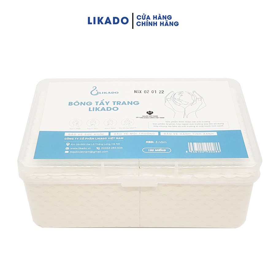 Bông tẩy trang Likado khổ lớn 6cm*8cm