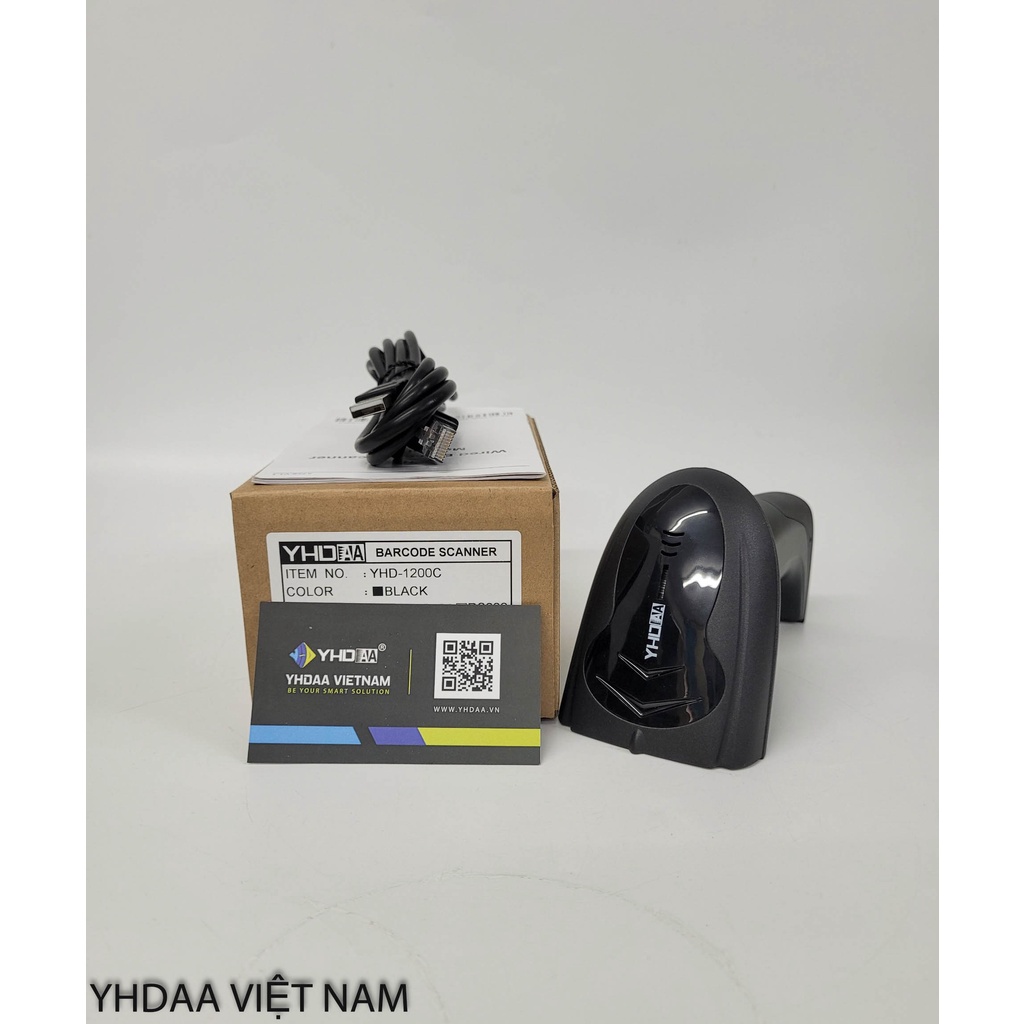 Máy quét mã vạch có dây YHD 1200C 1D, Đầu đọc mã vạch Barcode cắm dây trực tiếp dùng trên Máy tính