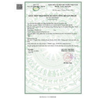 D3K2 nhỏ giọt Nutrivitality Anh