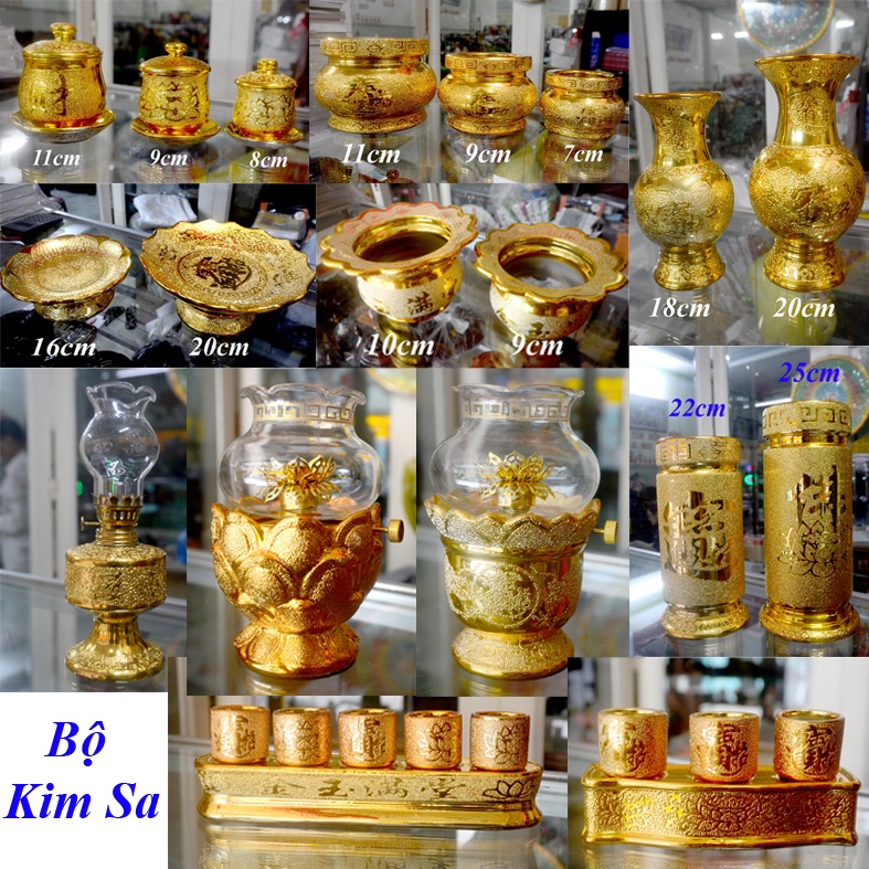 Lư hương thờ cúng kim sa vàng-Nhiều cỡ