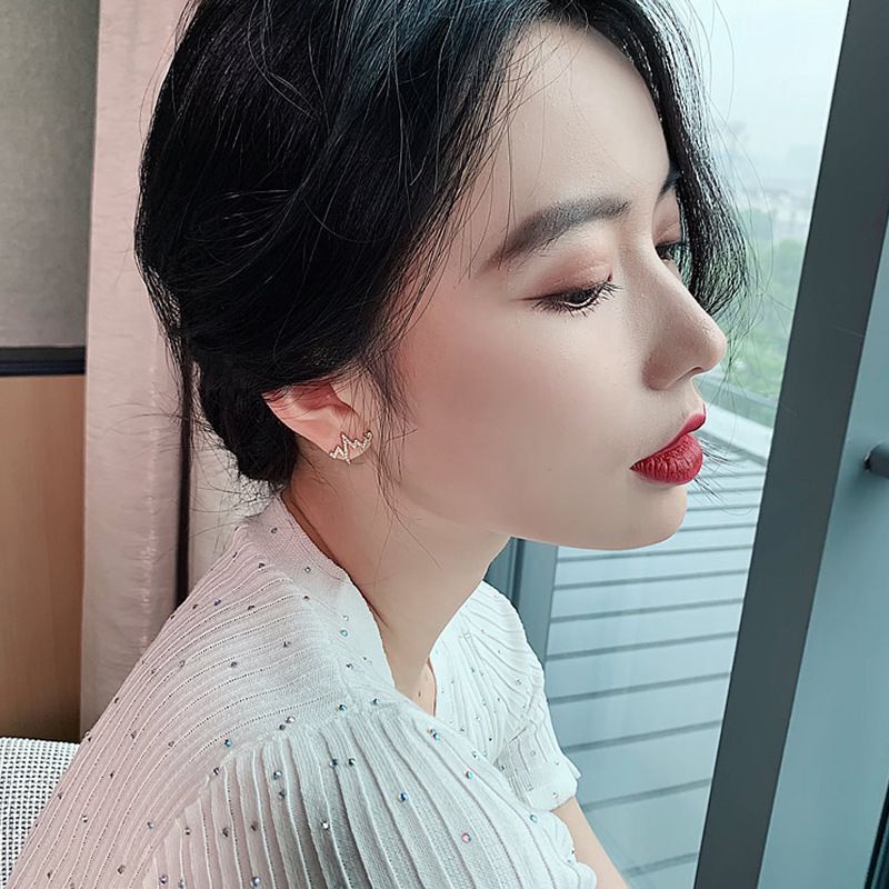 Bông Tai Mạ Bạc 925 Hình Trái Tim Phong Cách Hàn Quốc Thời Trang Cho Nữ