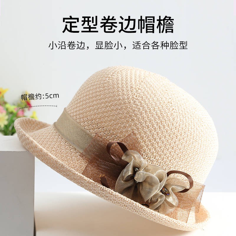 Mũ Vành Tròn Nhỏ Thêu Hoa Phong Cách Hàn Quốc Thời Trang Mùa Hè