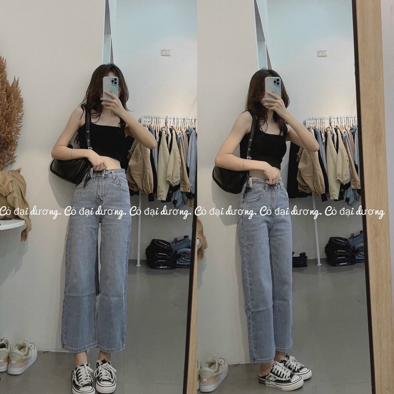 Quần JEANS nữ xẻ gấu ống đứng cạp cao(kèm quà tặng)🌸DAQUY20🌸quần bò xẻ gấu ống xuông phong cách Hàn quốc | WebRaoVat - webraovat.net.vn