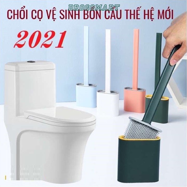 Chổi cọ toilet silicon kèm hộp đựng Pulito, cây cọ bồn cầu vệ sinh toa-lét phòng tắm siêu sạch