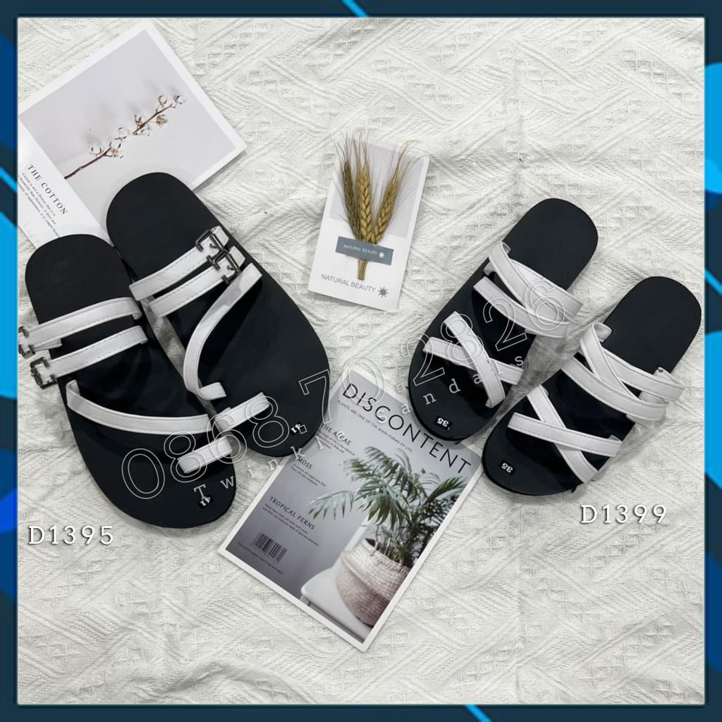 Dép sandal Nam Nữ quai da mềm Đế bệt Cao Su ôm chân mã  D1395-D1399