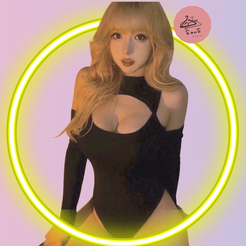 Bodysuit tay dài nữ sexy, jumpsuit Chipu khoét eo cao, cổ cắt, hở vai, tay dài, áo trơn phá cách, đồ đi bar gợi cảm
