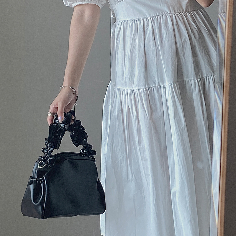 Túi xách tay IELGY bằng da mềm phối họa tiết xếp ly hợp thời trang cho nữ