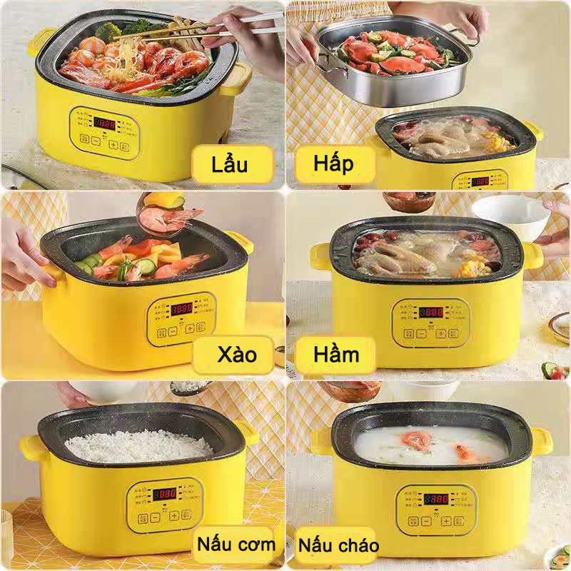 Nồi Nẩu Lẩu Điện Mini 26cm,Nồi Lẩu Đa Năng - Chiên, Xào, Nấu Ăn, Nấu Lẩu Mini-BH 12 Tháng,Phù hợp với 1-3 người ăn