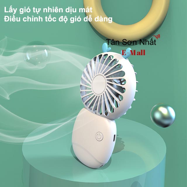 Quạt Mini Cầm Tay Pocket Fan Tai Gấu Sạc Pin