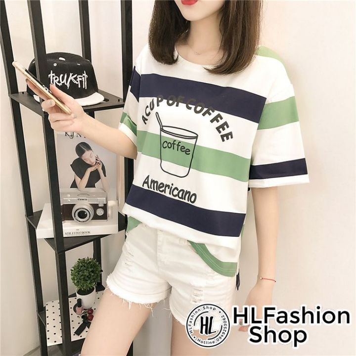 Áo thun tay lỡ form rộng A cup of coffee siêu xinh, áo phông form rộng size HLFashion