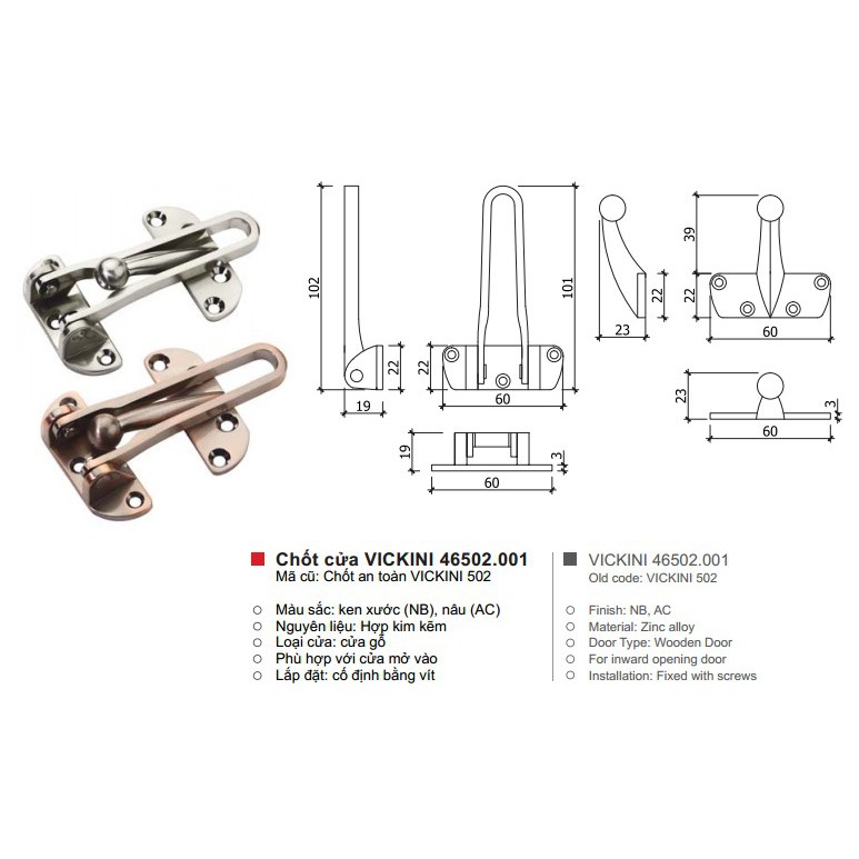 Chốt an toàn VICKINI 46502.001 (Màu Trắng)