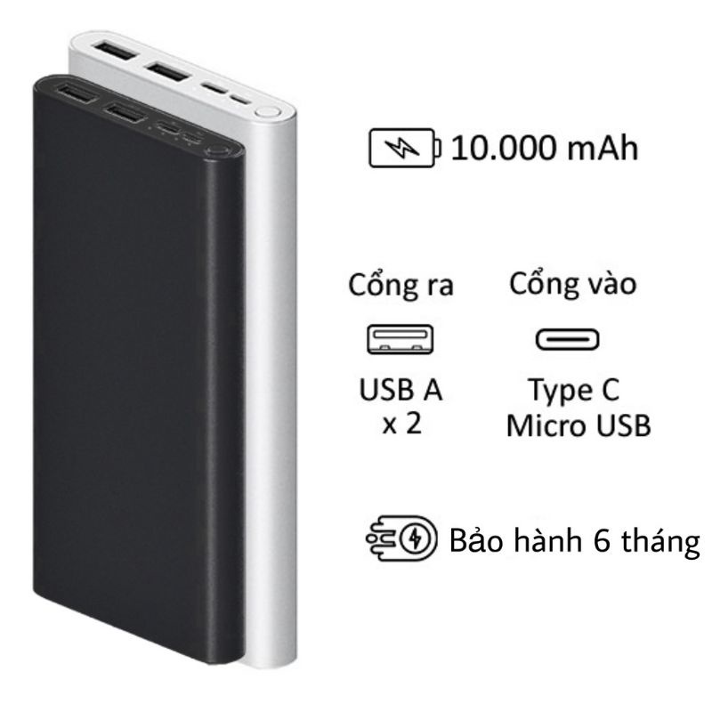 Pin Sạc Dự Phòng Xiaomi Gen 3 10000mah Bảo Hàng 6 Tháng