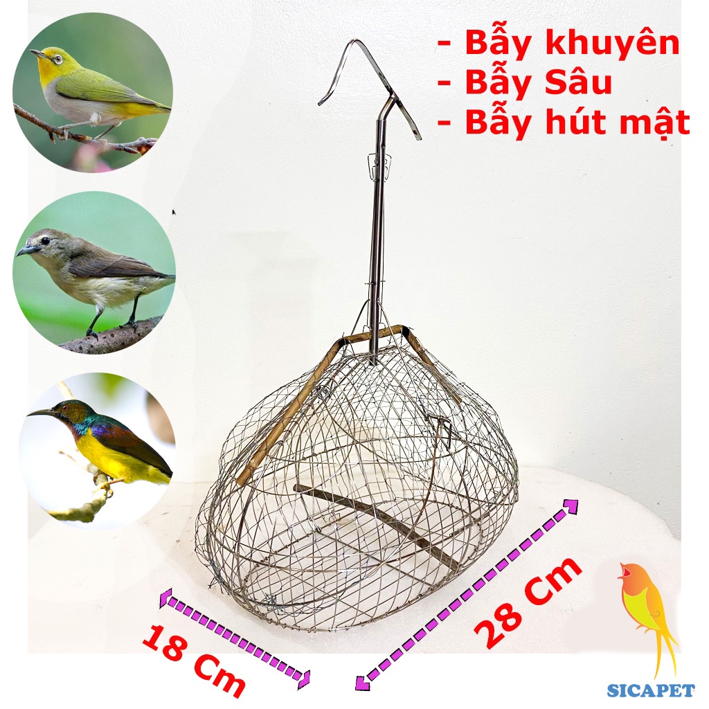 Lồng bẫy chim Chào Mào chất liệu Inox , chim Chòe Than, Lồng bẫy Khuyên - chim hút mật, Bẫy chim nhạy-bền-đẹp SICAPET