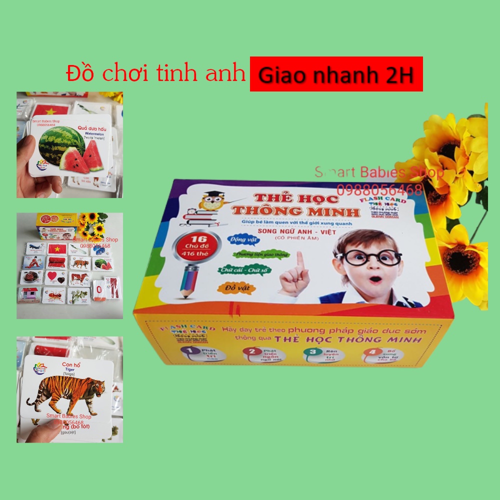 1 hộp thẻ học thông minh 16 chủ đề cho bé từ 0-6 tuổi