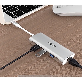 BỘ CHUYỂN ĐỔI WIWU ALPHA A631STR (6 IN 1) USB C Hôm Nguyên Khối Được Cắt CNC Cao Cấp - Hàng Chính Hãng
