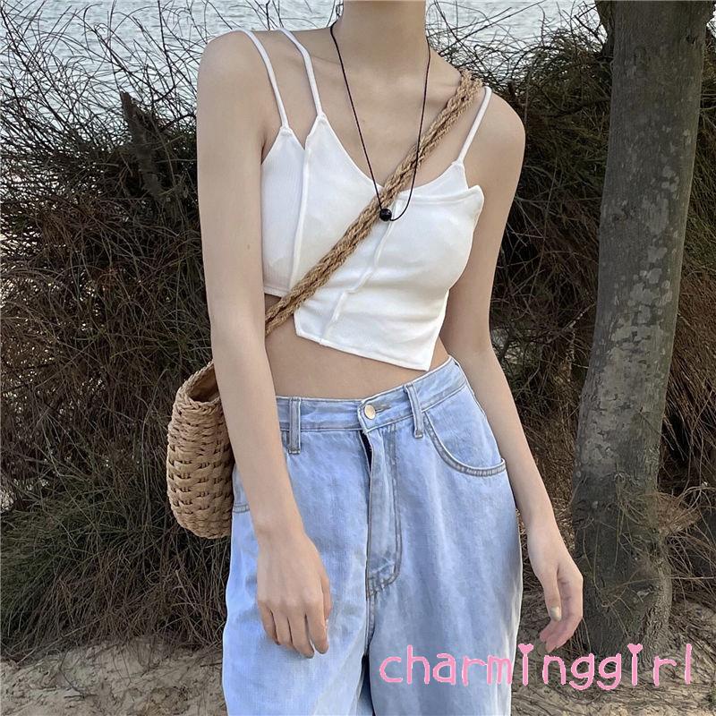 Áo hai dây dệt kim màu sắc thời trang cho nữ