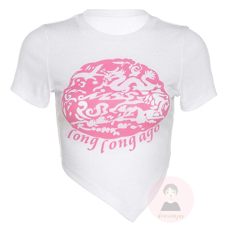 Áo Thun Ngắn Tay Cổ Tròn In Họa Tiết Cổ Điển Cá Tính Cho Nữ