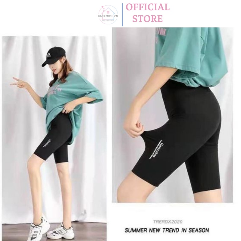 Quần legging nữ dáng ngố gen bụng cạp cao G.U chữ GELANTKNS co giãn Xiaomimi PVN22645