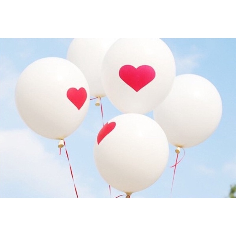 Bóng tròn in hình trái tim trang trí phòng cưới, sinh nhật, tình yêu