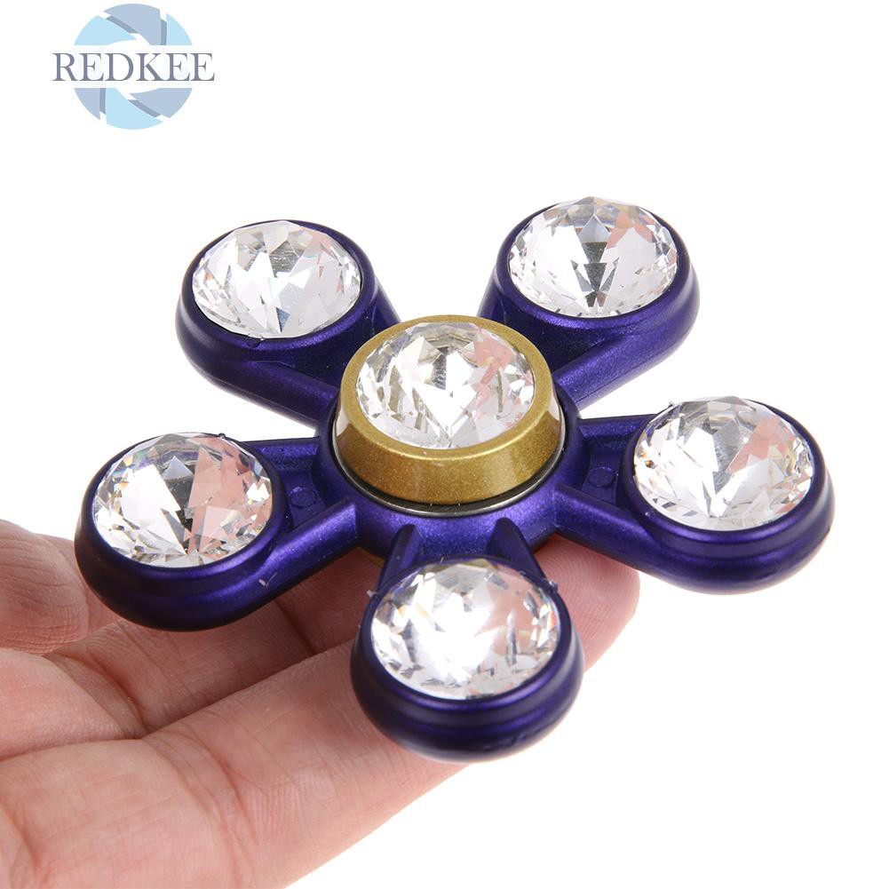 Redkee 3D Crystal Fidget Zinc Alloy Toy Ball EDC Hand Spinner Anti Stress Reliever