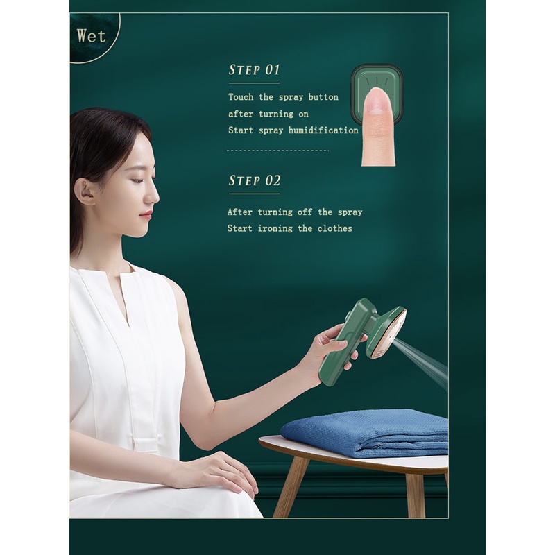 JIASHI Bàn ủi hơi nước điện tử nhỏ gọn bằng titan dễ mang theo/ dùng tại nhà sử dụng nhà