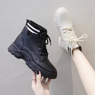 [ FREE SHIP 50K ] Giày bốt nữ cổ viền kẻ L