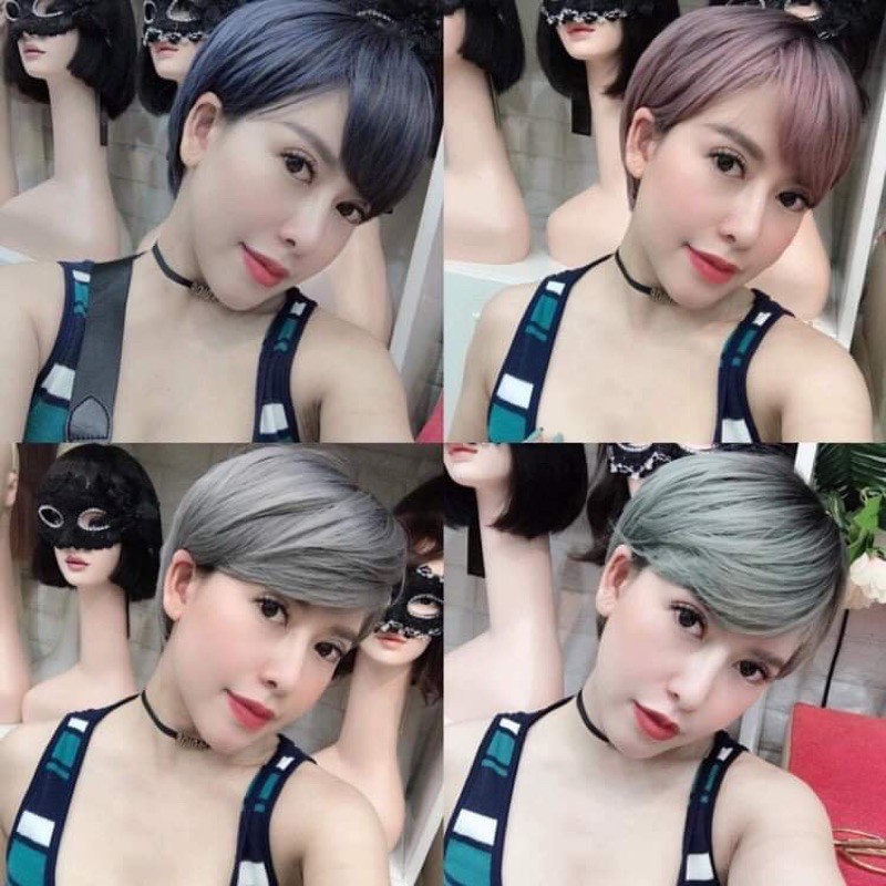 Tóc Giả Tomboy Nhuộm Chân Đen Cá Tính 1576