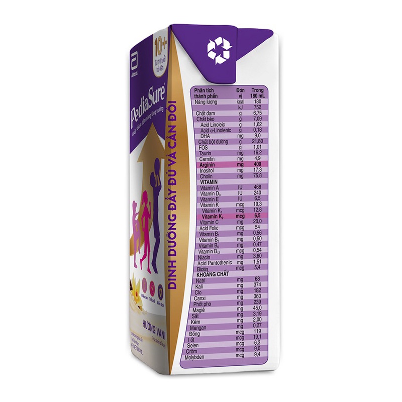 Thùng sữa nước Abbott Pediasure 10+ hương vani (48 hộp / 180ml)