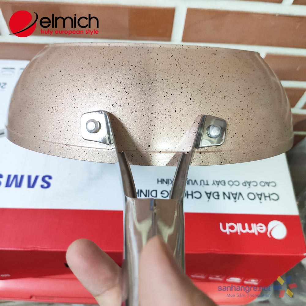 Chảo sâu lòng vân đá chống dính Elmich EDA-025 đáy từ vung kính size 28cm