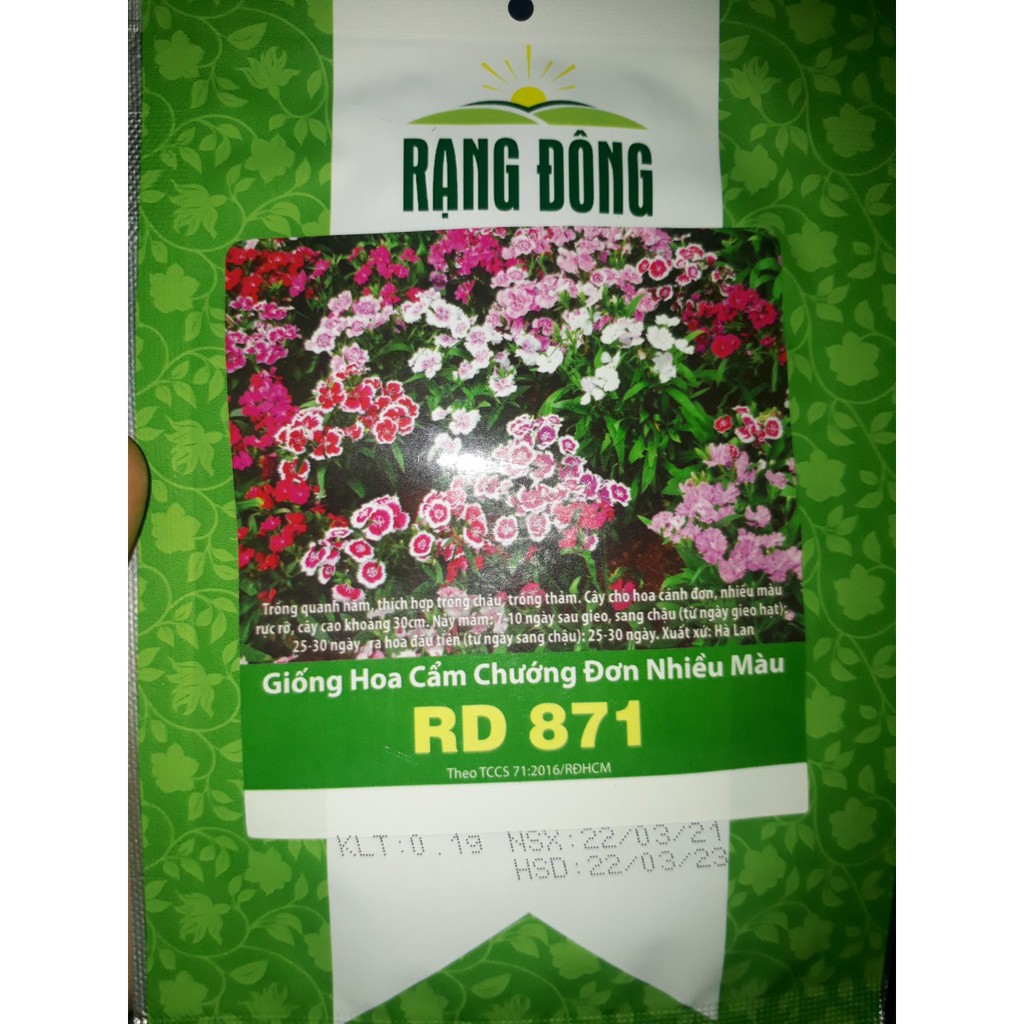 [Seeds] Hoa cẩm chướng đơn nhiều màu Rado, đóng gói 0.1gr