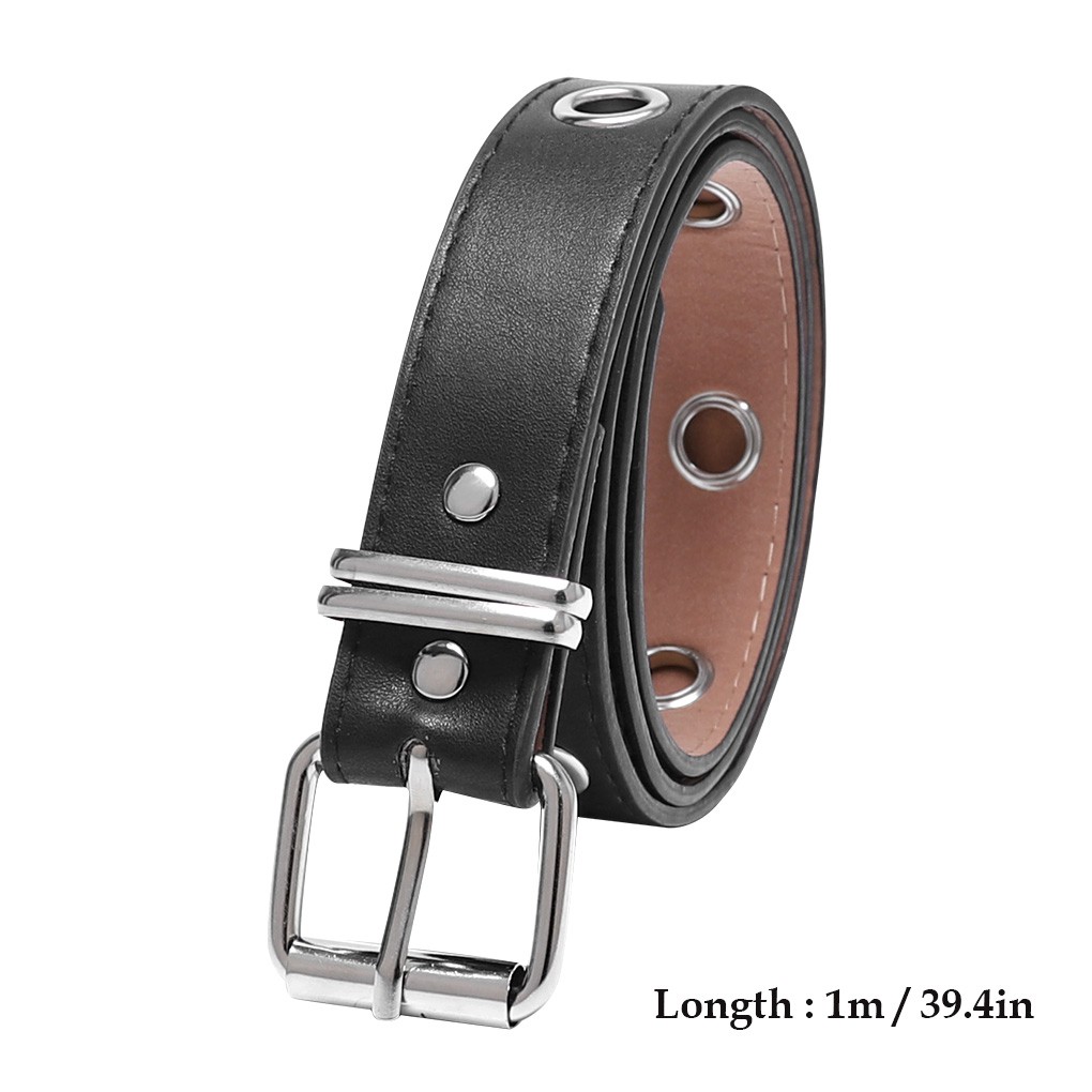 Thắt lưng bằng da PU đục lỗ phong cách Hip Hop cá tính sành điệu