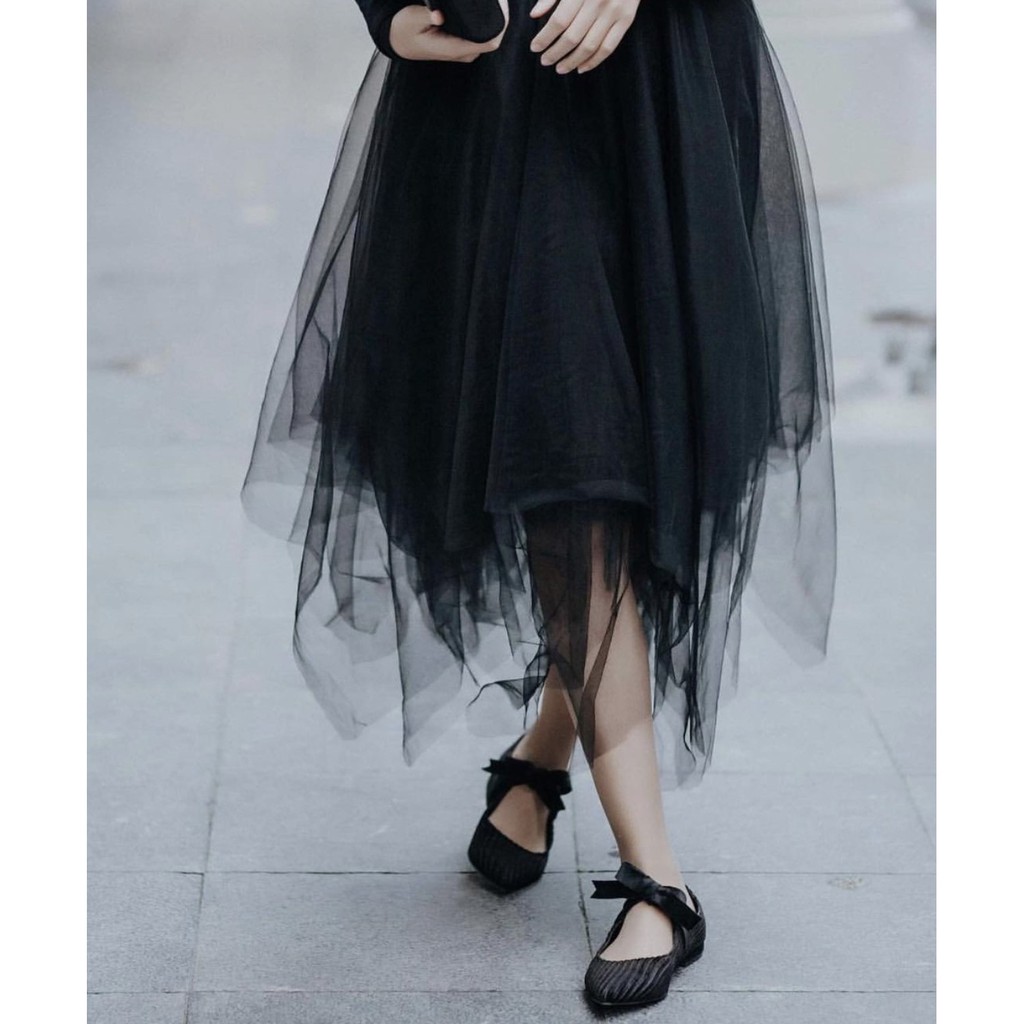 Chân váy đi chơi dự tiệc splited skirt chân váy tulle cắt xẻ caocaobycaochen
