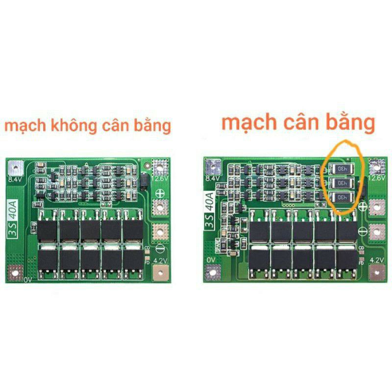 Mạch 3S 12,6V - 40A Auto Recovery, sạc và bảo vệ pin Li-ion 3.7V.