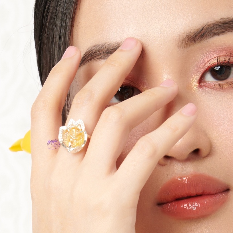 Nhẫn Hồ Ly Đá Thạch Anh Tóc Vàng Thiên Nhiên Phong Thuỷ   SP003826 Gypsy.lala