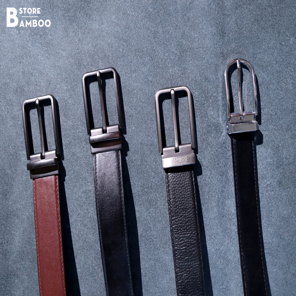 Thắt lưng nam handmade Bamboo Leather da bò thật 100% đốt không cháy - Dây nịt da nam Cao Cấp - Mẫu TL02 sần đen, nâu