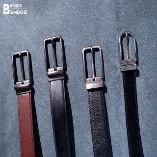 Thắt lưng nam handmade Bamboo Leather da bò thật 100% đốt không cháy - Dây nịt da nam Cao Cấp - Mẫu TL02 sần đen, nâu