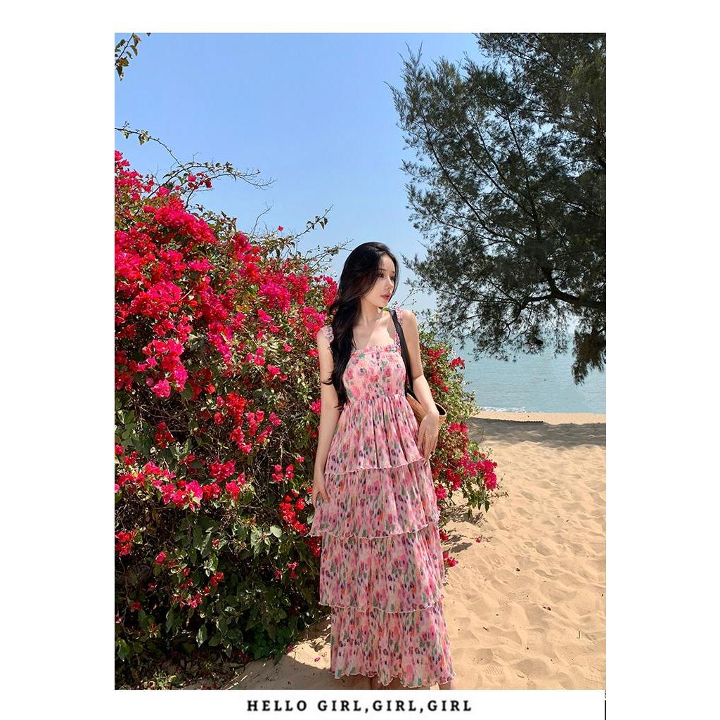 Đầm Hoa Hai Dây Dáng Dài Vừa Thời Trang Đi Biển Dành Cho Nữ 64229