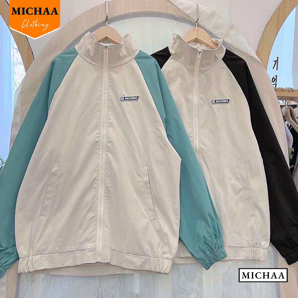 Áo Khoác Bomber Dù RECORDS Nam Nữ Ulzzang Unisex Kiểu Form Rộng 2 Lớp Jacket - MICHAA